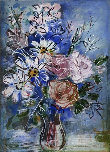 Jean DUFY - Drawing-Watercolor - Vase de Fleurs