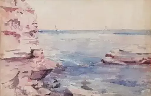 查尔德•哈萨姆 - 水彩作品 - Untitled (Seascape)
