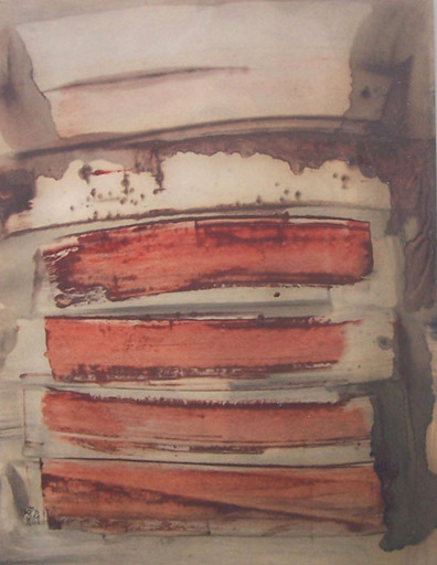 Antal BIRO - Gemälde - Four Red Stripes