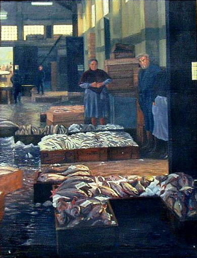 Rogelio PUENTE - Gemälde - LONJA DEL PESCADO A CORUÑA