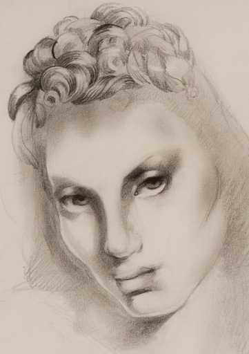 Tamara DE LEMPICKA - Drawing-Watercolor - Tête de femme