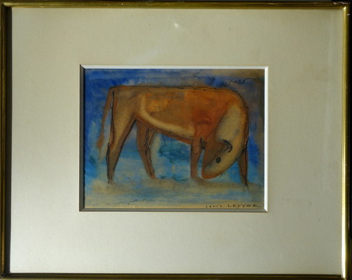 Louis LEYGUE - Drawing-Watercolor - "Taurillon"