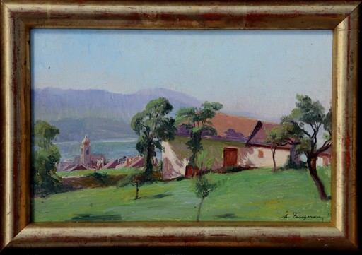Adolphe FAUGERON - Pittura - "SAINT-PIERRE D'ALBIGNY" 1916