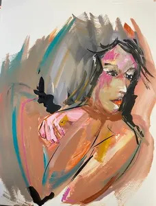 Françoise LEBLANC - Zeichnung Aquarell - Femme je t'aime 7
