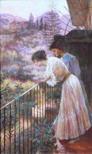 José ORTEGA - Painting - Femmes au balcon