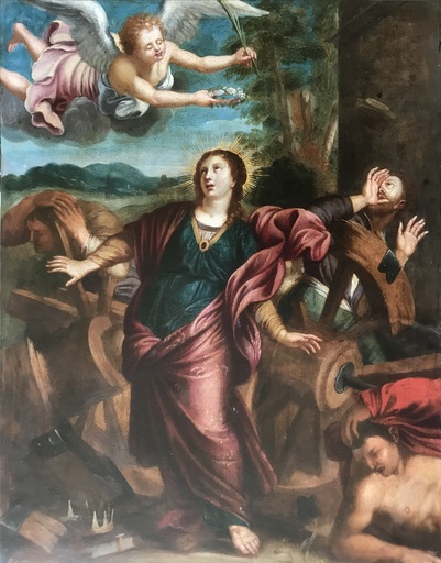 Orazio SAMACCHINI - Painting - Saint Catherine triumphant martyr