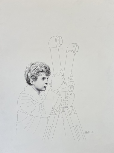 Alberto DUCE BAQUERO - Dibujo Acuarela - “ El principe Felipe mirando”