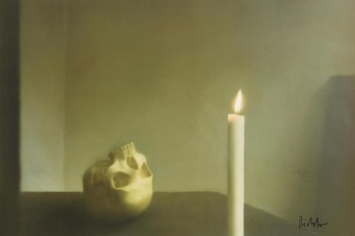 格哈德·里希特 - 版画 - Schädel mit Kerze (Skull with Candle)