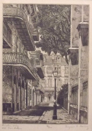 Eugene E. LOVING - Grabado - Pirate's Alley - Old New Orleans