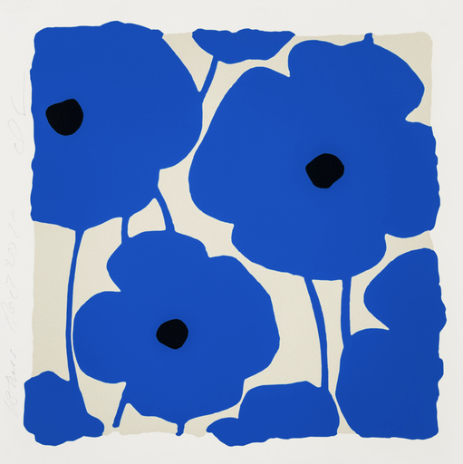 唐纳德•苏尔坦 - 版画 - Three Poppies (Blue)