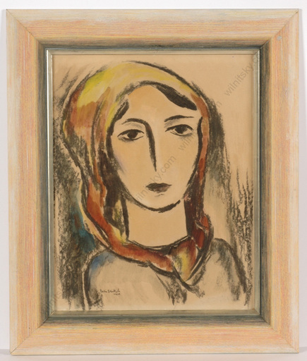 Boris DEUTSCH - Dibujo Acuarela - "Portrait of a young woman" watercolor, 1929