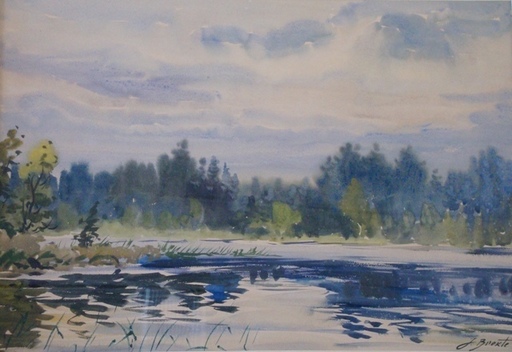 Janis BREKTE - Drawing-Watercolor - At the lake