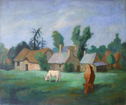 Gérard COCHET - Gemälde - Ferme dans les environs de Mesnil Thébault (Manche)