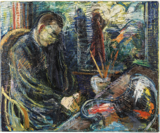 Samuel JOENSEN-MIKINES - Painting - Self portrait in his studio