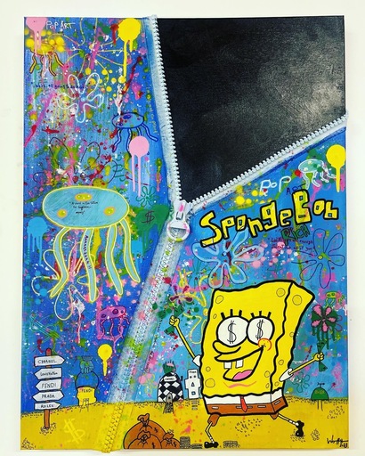 WALLY - Gemälde - Toile " L'ouverture spongebob" 