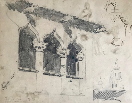 Ulpiano CHECA Y SANZ - 水彩作品 - Segovia – Ségovie (Espagne) 1905