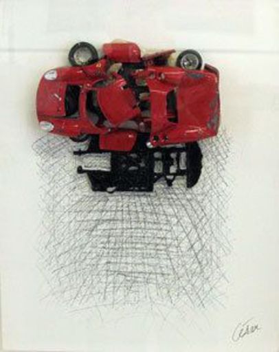 凯撒·巴达奇尼 - 版画 - Ferrari rouge