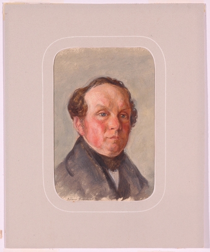 Adam BRENNER - Painting - "Male Portrait" by Adam Brenner, ca 1850 
