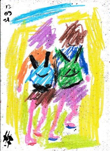 Harry BARTLETT FENNEY - Drawing-Watercolor - two walking in front (12 09 21)