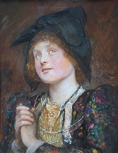 Hubert VON HERKOMER - Painting - Portrait of a german young girl