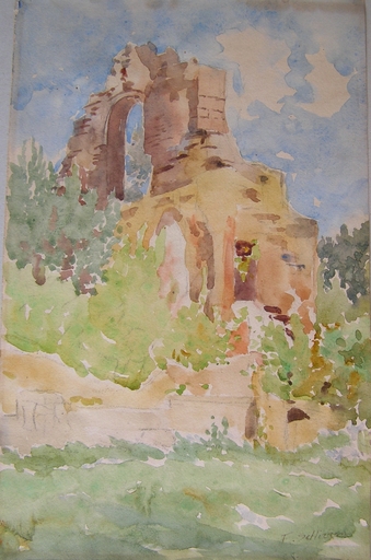 Ferdinand SCHIRREN - Drawing-Watercolor - Ohne Titel - Burg- oder Klosterruine 