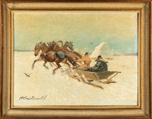Roman BREITENWALD - 绘画 - Winter Horse Ride