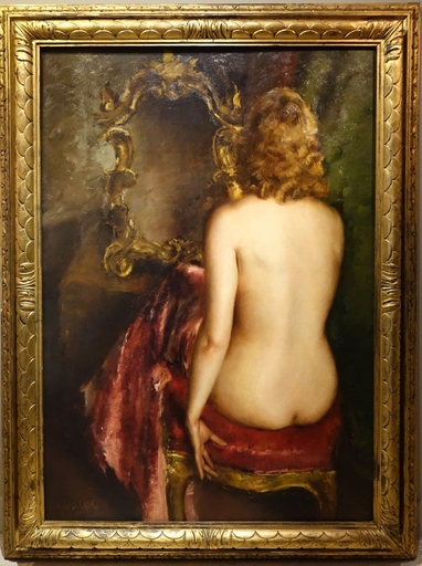 Gian Pietro RESTELLINI - Peinture - Large nude back study painting-G.P. RESTELLINI 