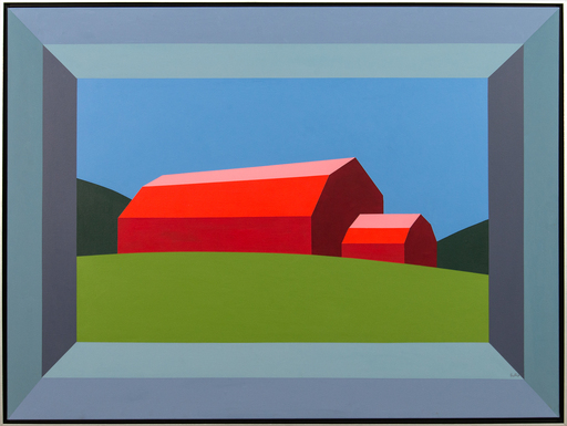 Charles PACHTER - Painting - Red Barn Green Field