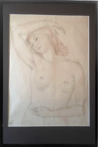 Marie Vorobieff MAREVNA - Zeichnung Aquarell - Hommage to Foujita – The blonde Lady 