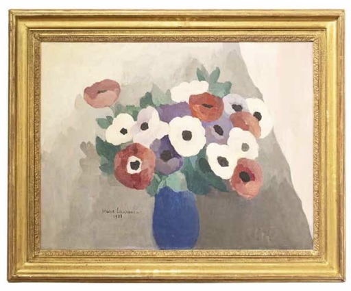 Marie LAURENCIN - Pintura - Anémones dans un vase bleu