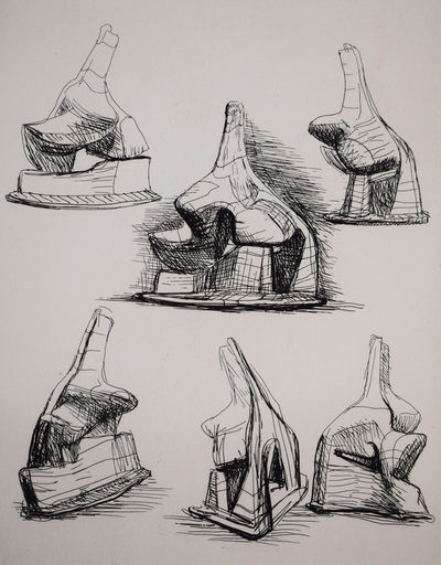 Henry MOORE - Stampa-Multiplo - Studies for Head and Shoulders Sculpture