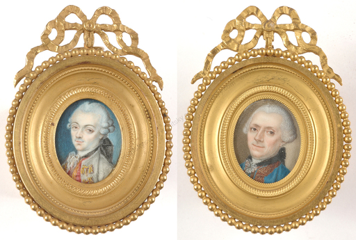 Guillaume Gabriel BOUTON - Miniature - "Two miniature portraits of father and son (?)"