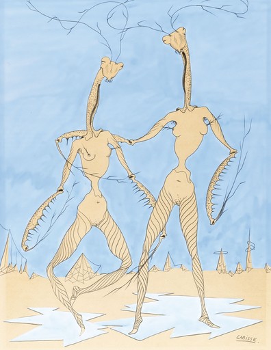Félix LABISSE - Zeichnung Aquarell - LES MANTES