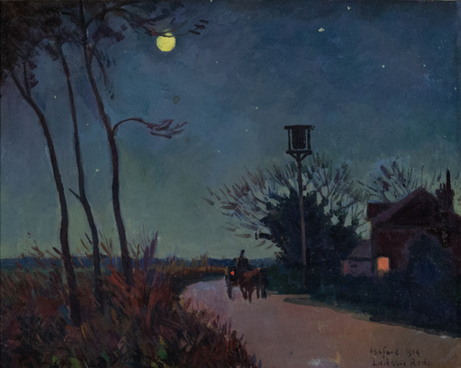 Ludovic Rodo PISSARRO - Gemälde - Calèche sur le chemin d'Ashford le soir