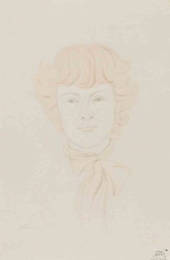 Albert REUSS - Disegno Acquarello - Portrait with bow 