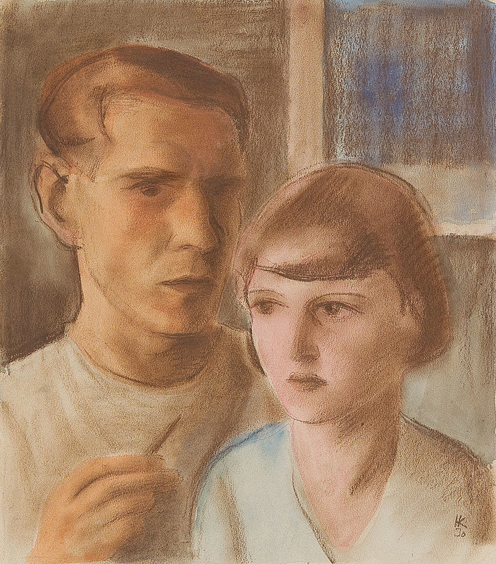 Karl HAUK - 水彩作品 - Künstler und Muse, 1930