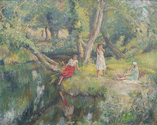 Juan Luis LOPEZ - Pintura - tarde en el rio