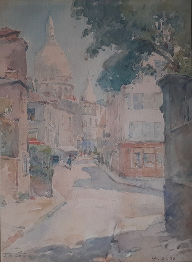 Jean NICOL - Drawing-Watercolor - PARIS MONTMARTRE