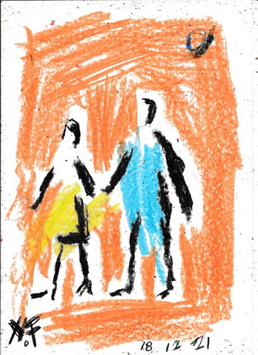 Harry BARTLETT FENNEY - Drawing-Watercolor - couple on beach (18 12 21)