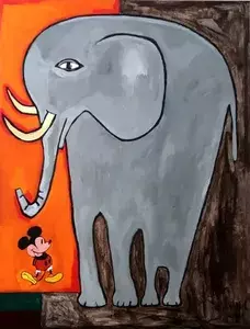 Richard BOIGEOL - Gemälde - LA SOURIS ET L' ELEPHANT