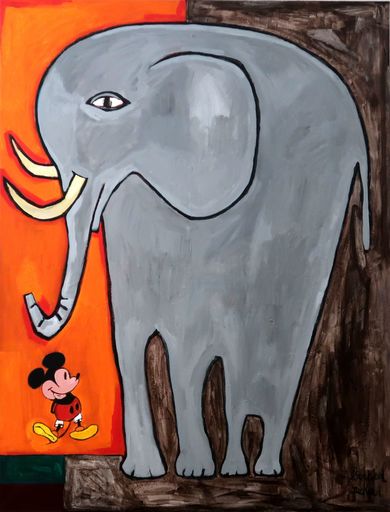 Richard BOIGEOL - Peinture - LA SOURIS ET L' ELEPHANT