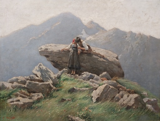 Francesco Paolo MICHETTI - Painting - kiss in the high mountains