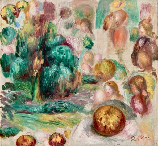 奥古斯特•雷诺阿 - 绘画 - Têtes, arbres et fruits 