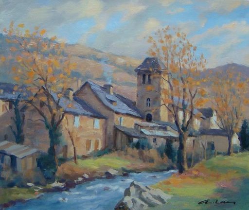 André LAC - Painting - Village d 'Esparros
