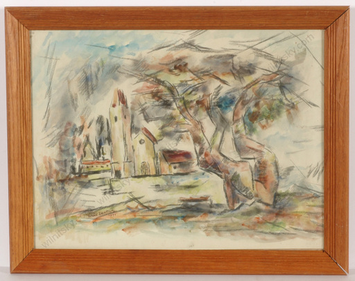 Boris DEUTSCH - Zeichnung Aquarell - "Landscape a la Cezanne", watercolor