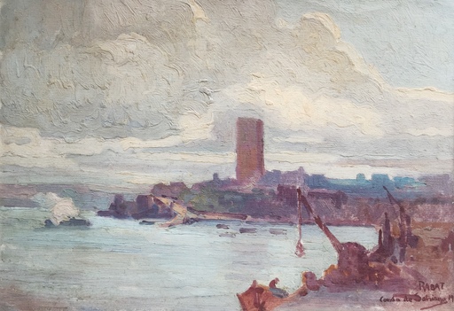B. CONDE DE SATRINO - Peinture - Morocco - Rabat - View of the port 