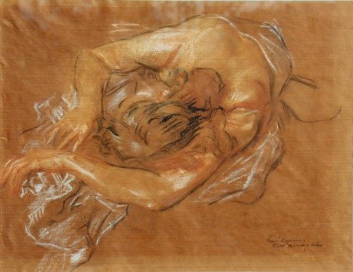 René Marie CASTAING - Drawing-Watercolor - "ETUDE DE FEMME ENDORMIE"