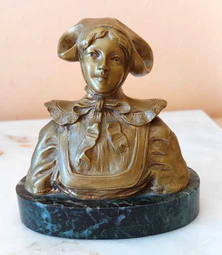 Albert MARIONNET - Sculpture-Volume - Buste de jeune femme