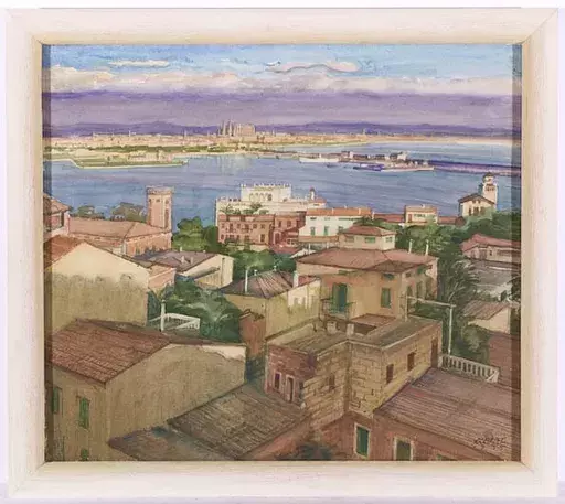 Albert JANESCH - Drawing-Watercolor - "View of Palma de Mallorca", 1955, Watercolor