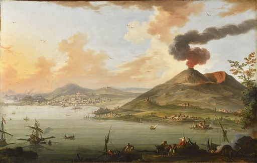 Charles François LACROIX DE MARSEILLE - Peinture - Vue de la baie de Naples et du Vésuve en éruption